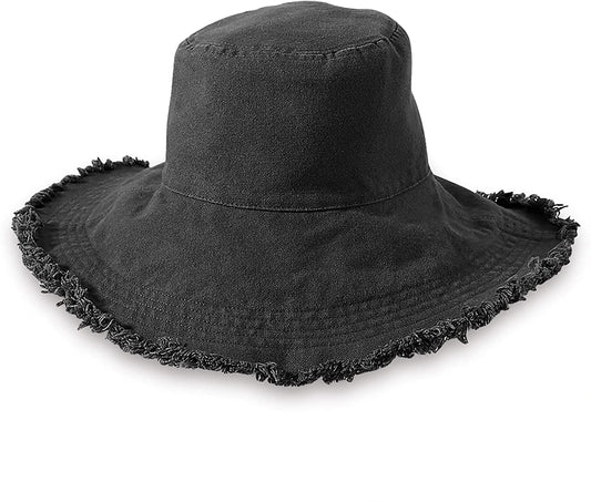 HZEYN Bucket Hats for Women Wide Brim Summer Travel Packable Cotton Bucket Beach Sun Hat UPF 50+ Apparel & Accessories > Clothing Accessories > Hats HZEYN Black  