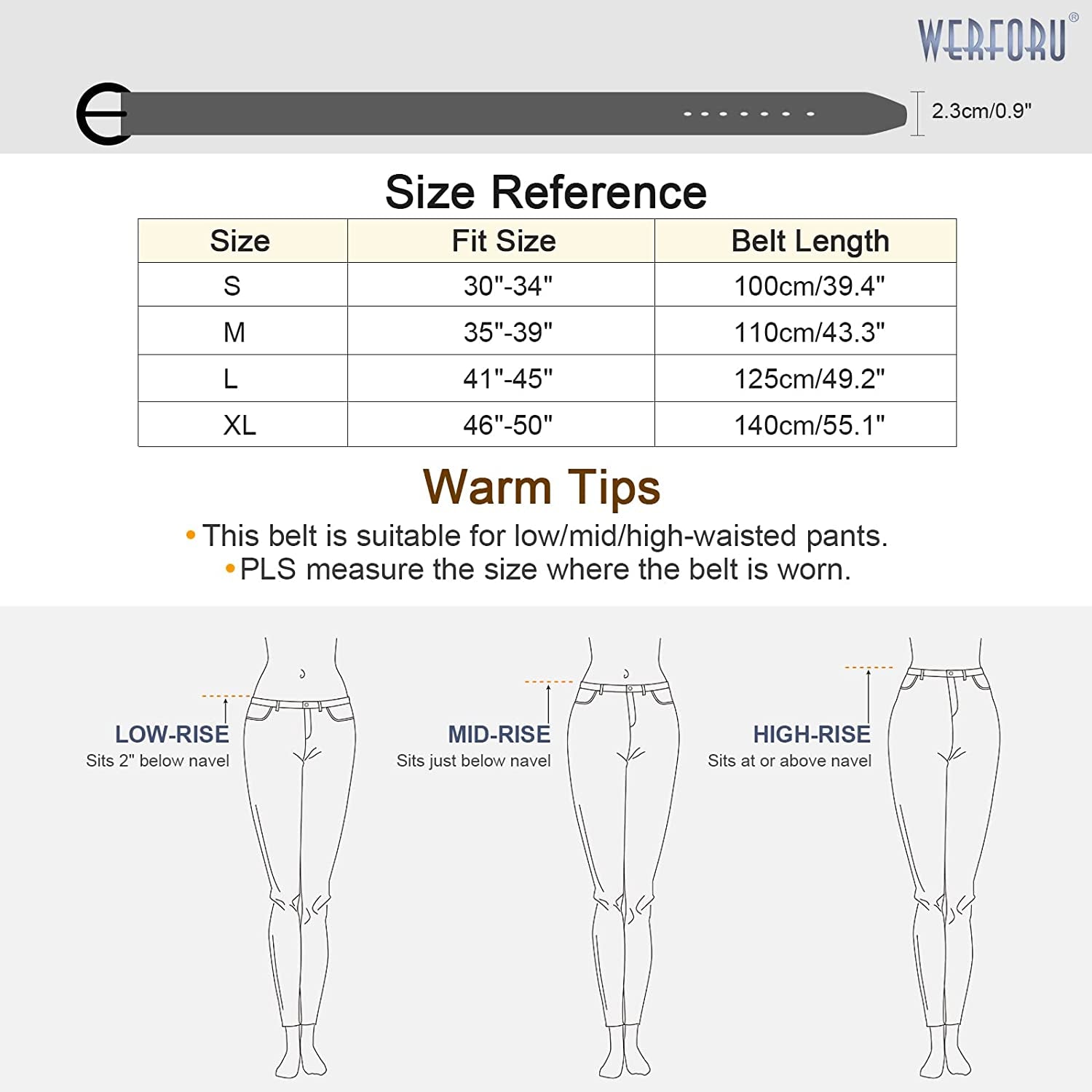 WERFORU 2 Pack Women Leather Belt Waist Skinny Dress Belts Solid Pin Buckle Belt for Jeans Pants Apparel & Accessories > Clothing Accessories > Belts WERFORU   