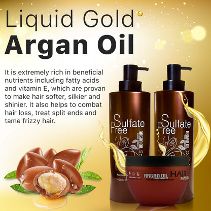 Moroccan Argan Oil Shampoo Conditioner and Hair Mask | Sulfate Free Set Best Gift for Damaged, Dry, Curly or Frizzy Hair - Thickening for Fine/Thin Hair Safe for Color and Keratin Treated Hair Health & Beauty > Personal Care > Hair Care BINGO HAIR CARE   