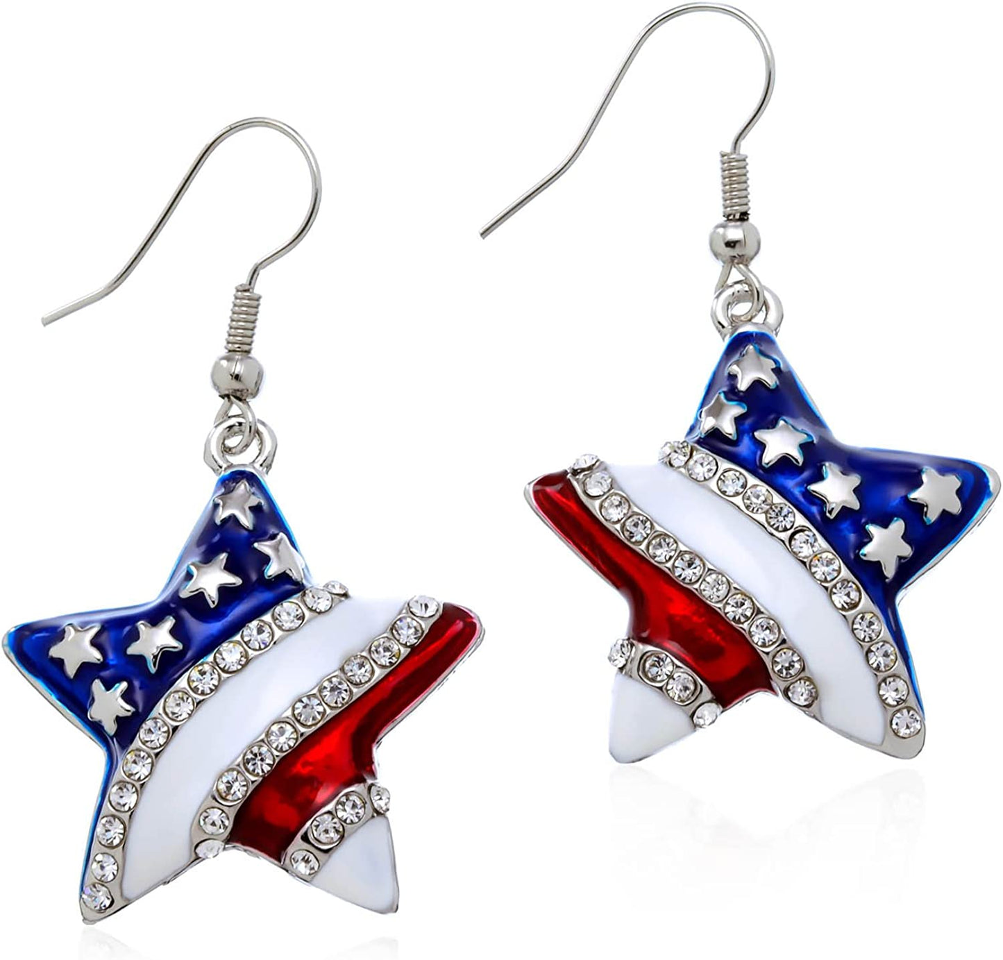 Pammyj Red White Bllue American Flag Earrings Apparel & Accessories > Jewelry > Earrings PammyJ Necklace Star  