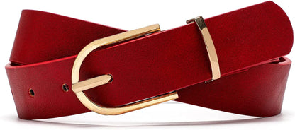 Earnda Women'S Faux Leather Chic Belt for Ladies Jeans Apparel & Accessories > Clothing Accessories > Belts Earnda Red Medium: fits waist from 29"-32" 