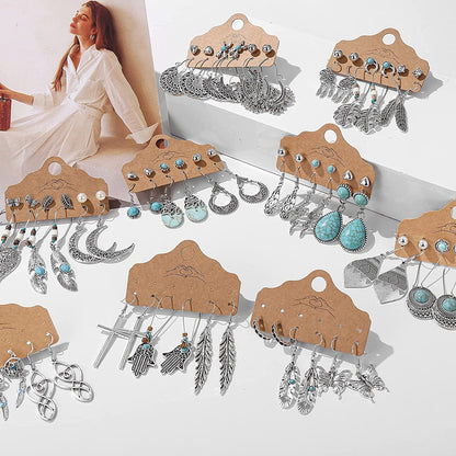 45 Pairs Bohemian Silver Drop Dangle Earrings Set for Women/Girl, Hypoallergenic Fashion Vintage Bronze Waterdrop Dangling Earrings Jewelry for Birthday/Christmas Gift Apparel & Accessories > Jewelry > Earrings 17 MILE   