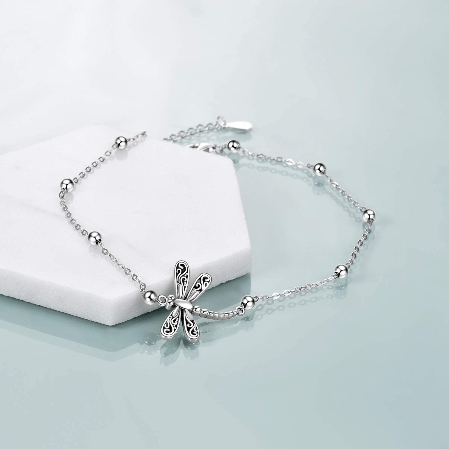 ONEFINITY Beads Anklet Sterling Silver Dragonfly/Sunflower/Sloth/Otter/Butterfly Ankle Bracelets Jewelry for Women Girls Gifts Apparel & Accessories > Jewelry > Anklets ONEFINITY   