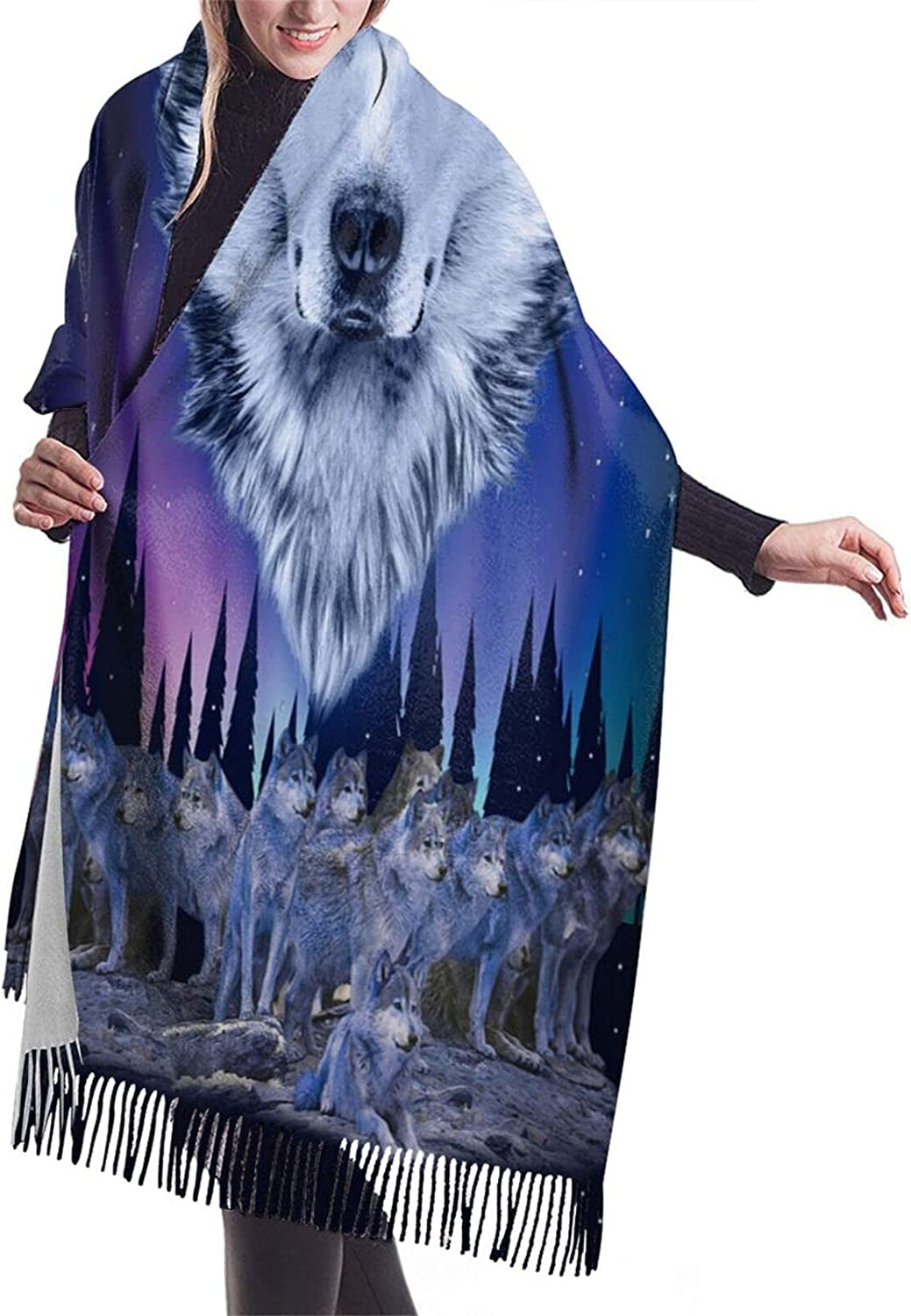 Women'S Fashion Scarves Dalmatian Print Comfortable Long Shawl Winter Soft Thick Warm Scarf Apparel & Accessories > Clothing Accessories > Scarves & Shawls PAVQWEJ Winter Wolves Animal One Size 