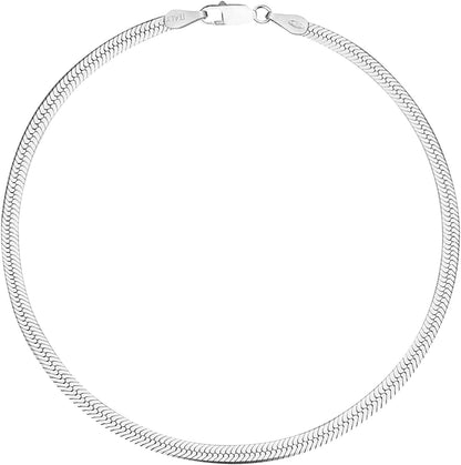 Savlano 925 Sterling Silver Solid Italian Figaro, Rope,Herringbone, Curb, Ball Bead, Snake, Mariner Chain Anklet for Women & Girls, Comes in 0.8Mm - 5Mm Gift Box Apparel & Accessories > Jewelry > Anklets Savlano Herringbone 2.5mm 10.0 Inches 