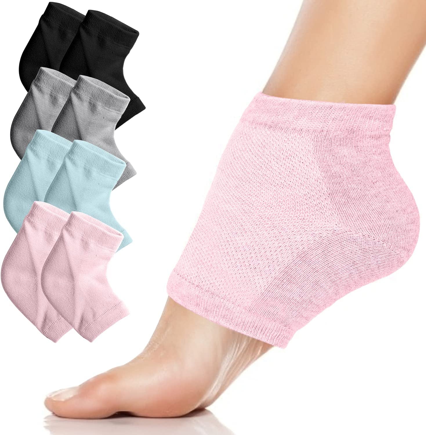 Moisturizing Heel Gel Socks - Heal Dry Cracked Dead Skin Foot Care Softener Pedicure Spa Sock Set | 4 Pairs Soft Silicone Lotion Ankle Sleeves to Repair Eczema Callus Rough Pain Relief Treatment Health & Beauty > Personal Care > Foot Care YOTURO   