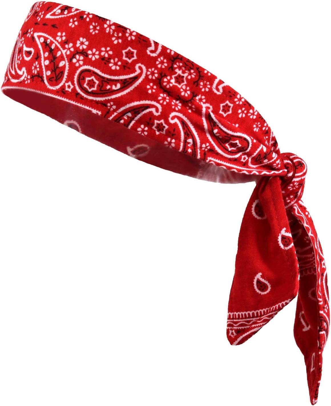 Kenz Laurenz Headbands Tie on Headband for Women Men Running Athletic Hair Head Band Elastic Sports Sweat Basketball Sweatband Stetchy Yoga Workout Sweatbands Adjustable Non-Slip Moisture Wicking Apparel & Accessories > Clothing Accessories > Bandanas & Headties Kenz Laurenz Red Bandana  