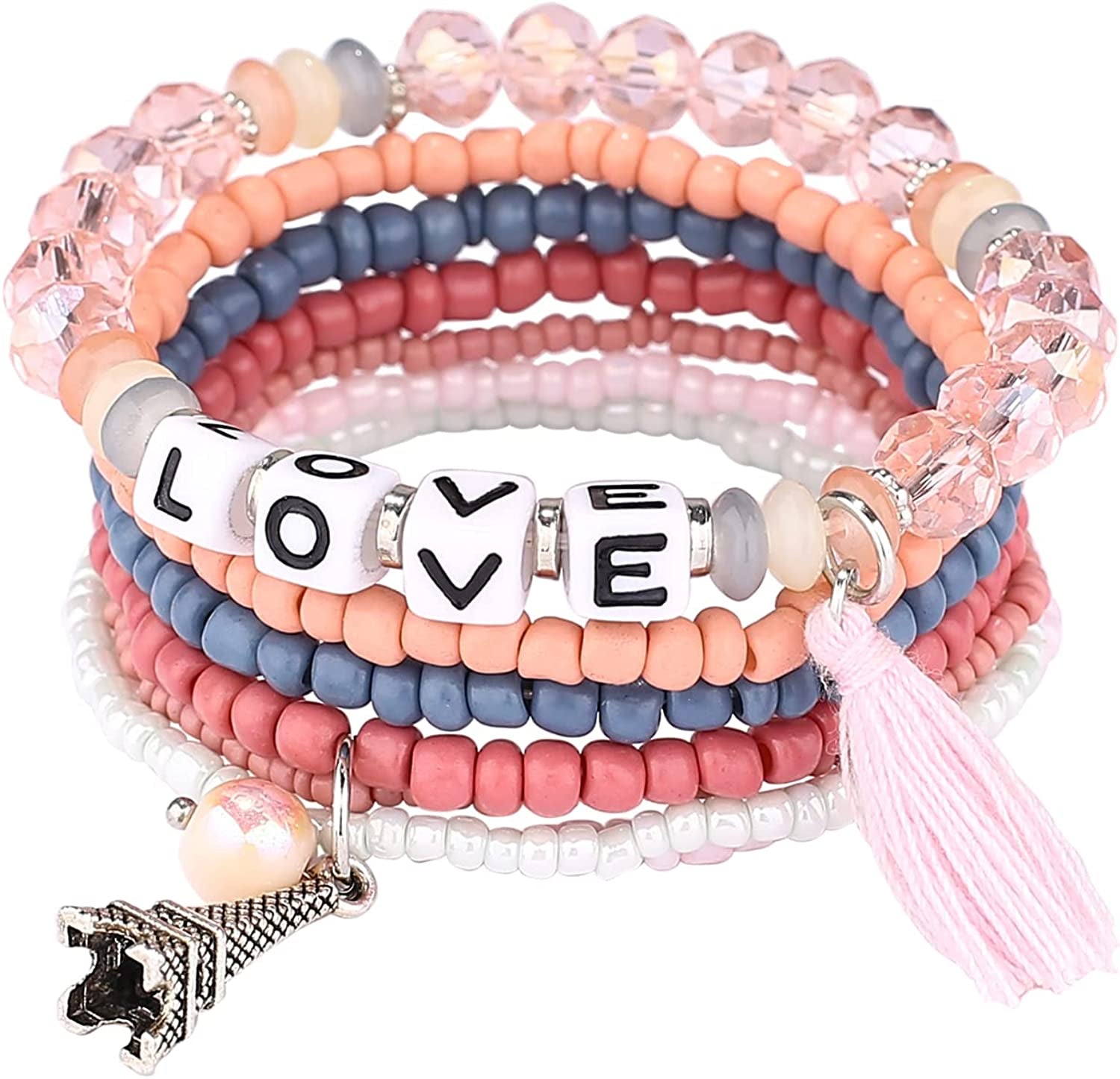 Iyours 6 Sets Bohemian Multilayer Tassels Bracelet Handmade Wrap Bracelets Bangle Jewelry Bracelets for Women Apparel & Accessories > Jewelry > Bracelets iYours   