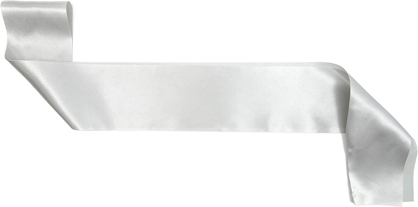 Blank Customizable Satin Sash (Silver, 8 Pack) Apparel & Accessories > Clothing Accessories > Sashes Sparkle and Bash   