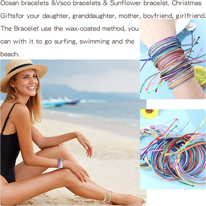 Long Tiantian Wave Bracelets for Teen Girls Cute Boho Braided String Beach Ocean Bracelet for Women Summer Jewelry Gift Apparel & Accessories > Jewelry > Bracelets Long tiantian   