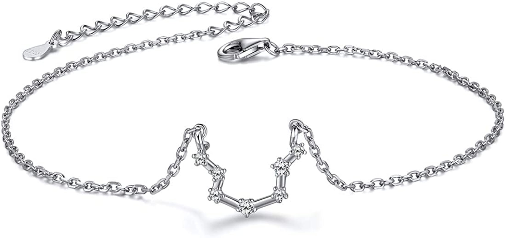 Chicsilver 12 Constellation Zodiac Anklet for Women Girls Sterling Silver Cubic Zirconia Horoscope Ankle Bracelets, 8"-10" Adjustable(With Gift Box) Apparel & Accessories > Jewelry > Anklets ChicSilver Jewelry Aquarius (Jan 20 - Feb18)  