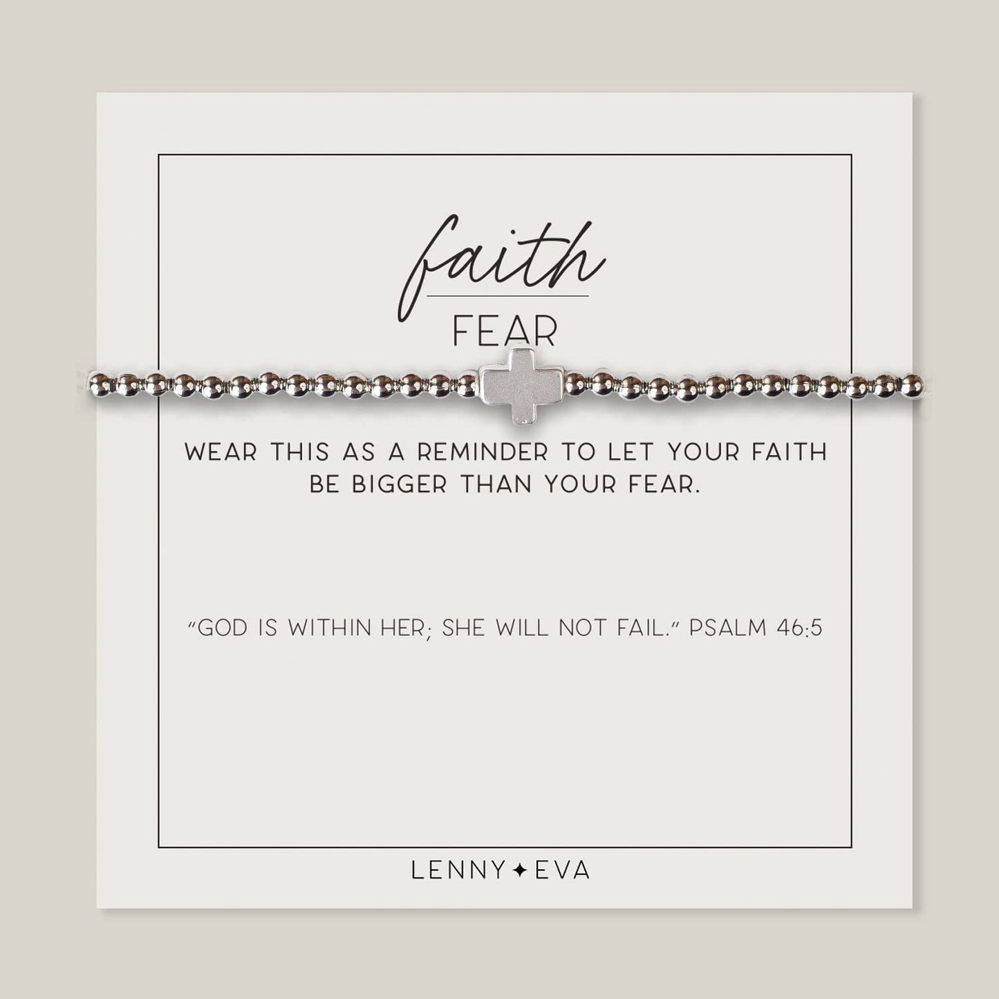 Lenny & Eva Faith over Fear Cross Stretchable Bracelets for Women, Inspirational Jewelry with Message on Card Apparel & Accessories > Jewelry > Bracelets Lenny & Eva Silver Bracelet 