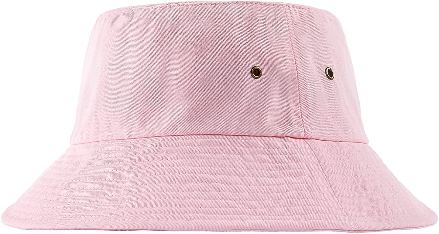 Bucket Hat for Women Men Canvas Washed Cotton Trendy Distressed Womens Summer Beach Sun Hats with Detachable Strings Apparel & Accessories > Clothing Accessories > Hats KYLIE MAX Pink Medium 