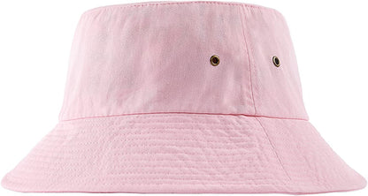 Bucket Hat for Women Men Canvas Washed Cotton Trendy Distressed Womens Summer Beach Sun Hats with Detachable Strings Apparel & Accessories > Clothing Accessories > Hats KYLIE MAX Pink Medium 