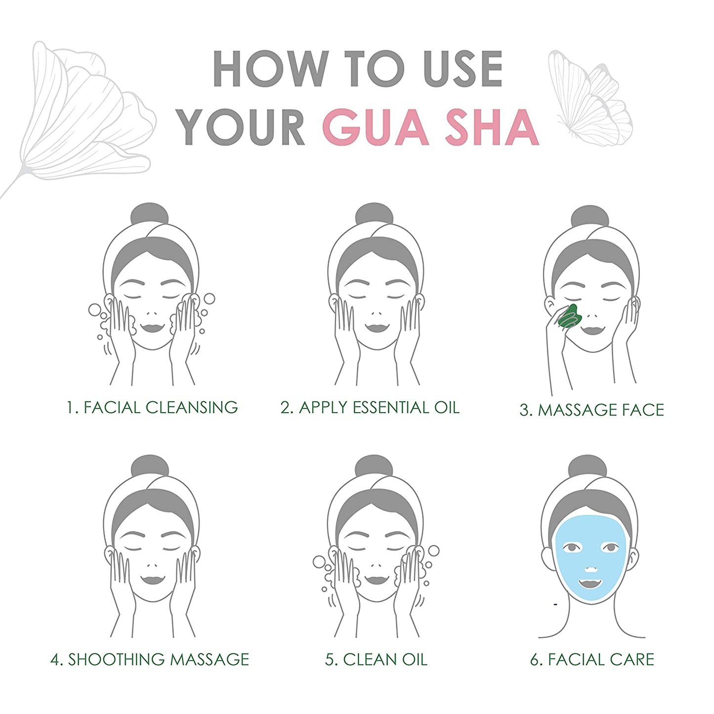 Gua Sha Facial Tools FUASHA - Premium 2-In-1 Jade & Rose Quartz Gua Sha Set - Lymphatic Drainage Scraping Massage Stone - Guasha Tool for Face - Facial Tools Sculpting Pack Health & Beauty > Personal Care > Cosmetics > Cosmetic Tools > Skin Care Tools Fuasha   