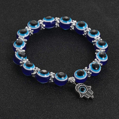 SUMMER LOVE Evil Eye Hamsa Blue Beaded Charm Stretch Bracelet Hand of Fatima Turkish Lucky Evil Eye Bracelet for Protection and Blessing Apparel & Accessories > Jewelry > Bracelets SUMMER LOVE   