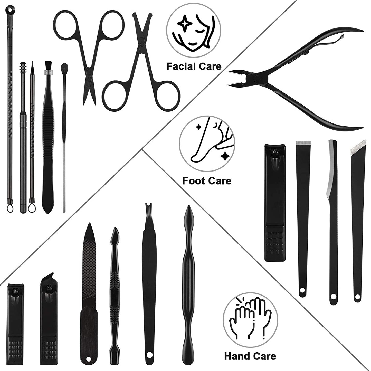 Manicure Set Nail Clippers Pedicure Set, 18 in 1 Professional Grooming Kit Stainless Steel Nail Scissors Nail Cutter Foot Care Tools Fingernail Clippers for Men and Women with Portable Travel Case Health & Beauty > Personal Care > Foot Care SUNJOYCO   