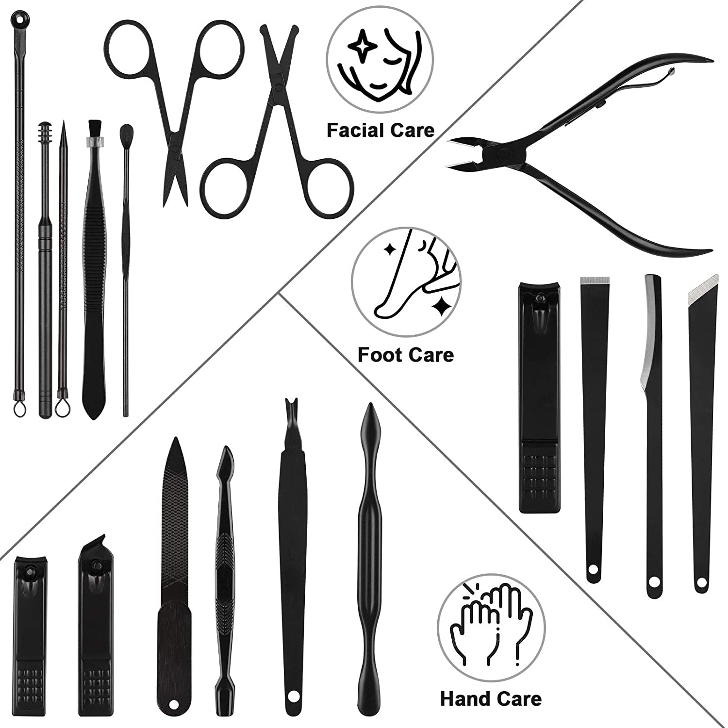 Manicure Set Nail Clippers Pedicure Set, 18 in 1 Professional Grooming Kit Stainless Steel Nail Scissors Nail Cutter Foot Care Tools Fingernail Clippers for Men and Women with Portable Travel Case Health & Beauty > Personal Care > Foot Care SUNJOYCO   