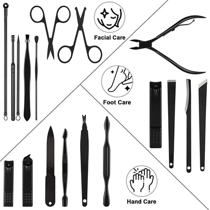 Manicure Set Nail Clippers Pedicure Set, 18 in 1 Professional Grooming Kit Stainless Steel Nail Scissors Nail Cutter Foot Care Tools Fingernail Clippers for Men and Women with Portable Travel Case Health & Beauty > Personal Care > Foot Care SUNJOYCO   