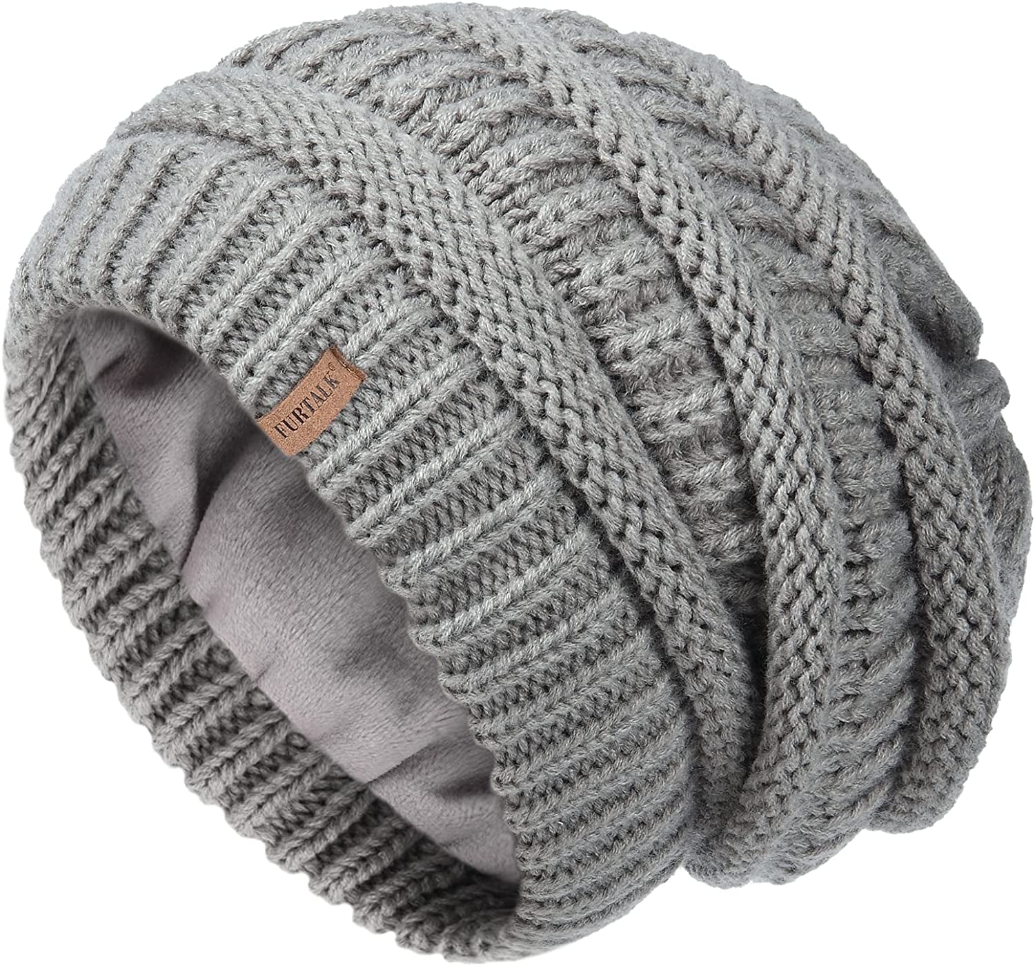 FURTALK Knit Beanie Hats for Women Men Fleece Lined Ski Skull Cap Slouchy Winter Hat Apparel & Accessories > Clothing Accessories > Hats KYLIE MAX Light Grey  