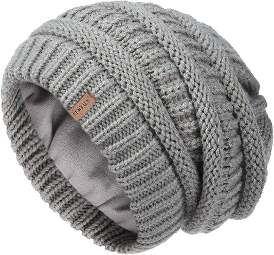 FURTALK Knit Beanie Hats for Women Men Fleece Lined Ski Skull Cap Slouchy Winter Hat Apparel & Accessories > Clothing Accessories > Hats KYLIE MAX Light Grey  
