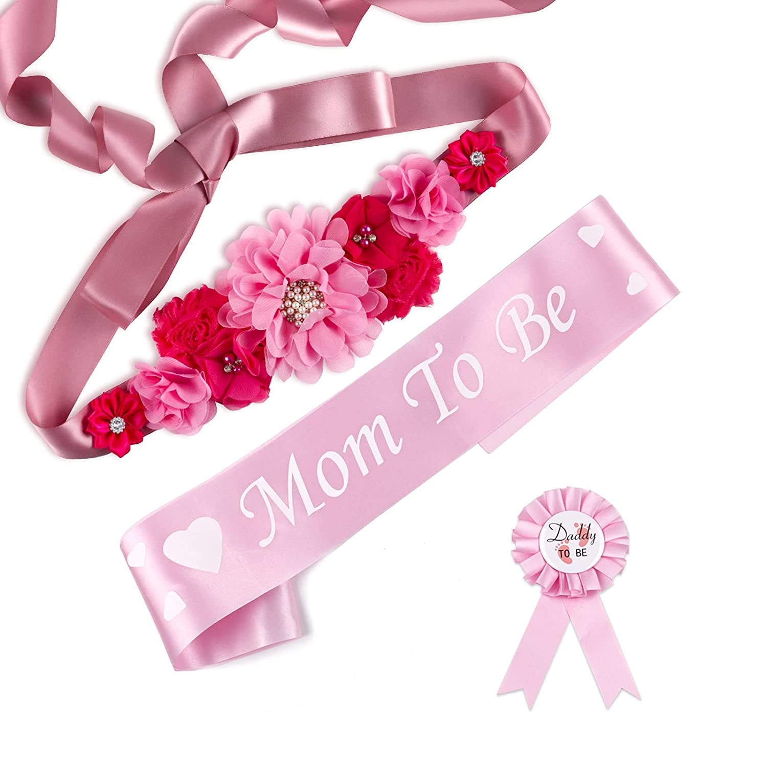 Baby Bee Baby Shower Mommy Sash Pregnancy Sash Keepsake Baby Shower Flower for Gender Reveal (Royal Blue) Apparel & Accessories > Clothing Accessories > Sashes Baby Noah Rose Red  