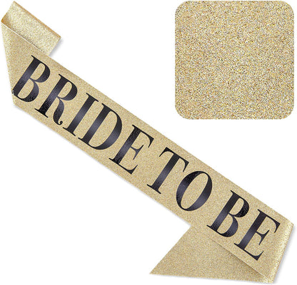 CORRURE 'Bride to Be' Sash for Bachelorette Party - Bridal Shower Black Glitter Sash with Multicolor Foil Lettering - Hen Party Decorations Supplies Accessories, Wedding Engagement Party Favors Gift Apparel & Accessories > Clothing Accessories > Sashes CORRURE Gold - Black  