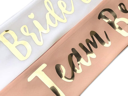 Team Bride 7Pc Satin Sash Set - Sophisticated & Fun Party Favors for Bachelorette Party, Bridal Shower & Wedding Party (7Pc Set, Rose Gold) Apparel & Accessories > Clothing Accessories > Sashes Life is a Party   