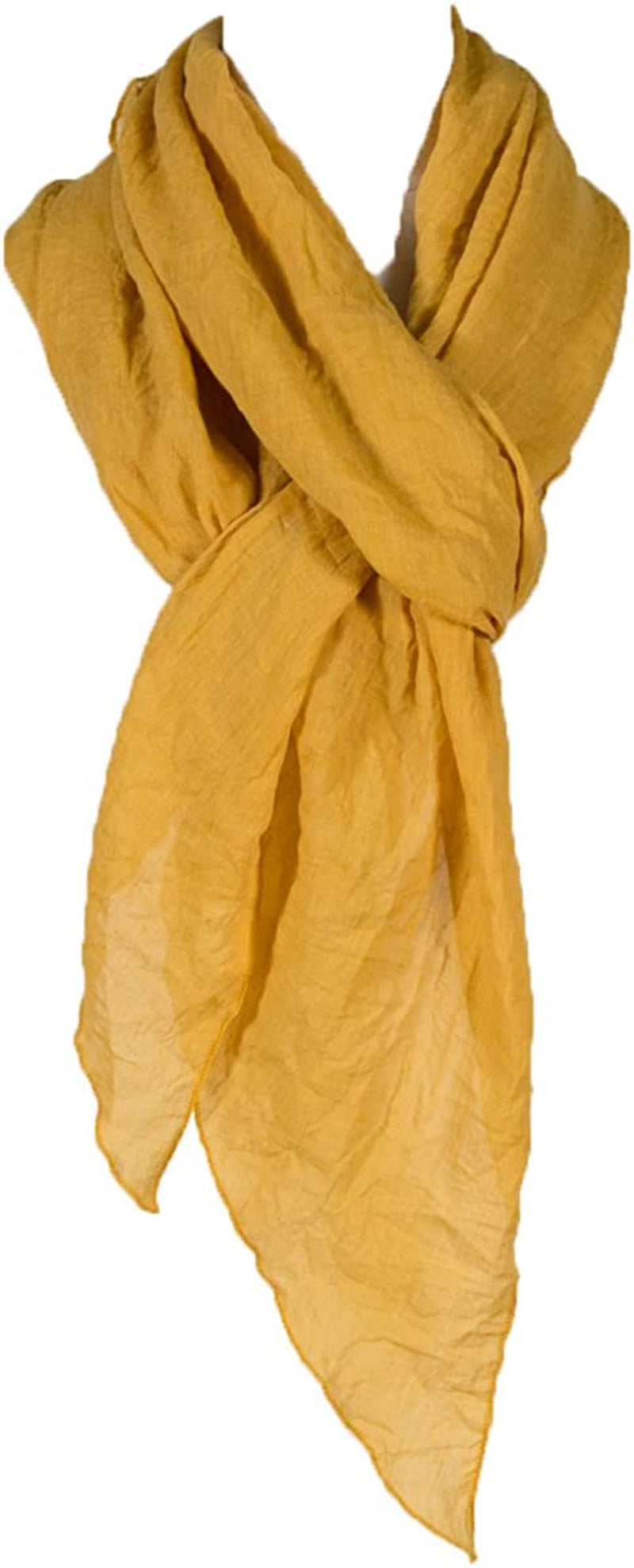 Cotton Solid Color Wrinkle Linen Scarf, Fashion Scarf, Multi Color, Beach Scarf Apparel & Accessories > Clothing Accessories > Scarves & Shawls Aleena Mustard One Size 