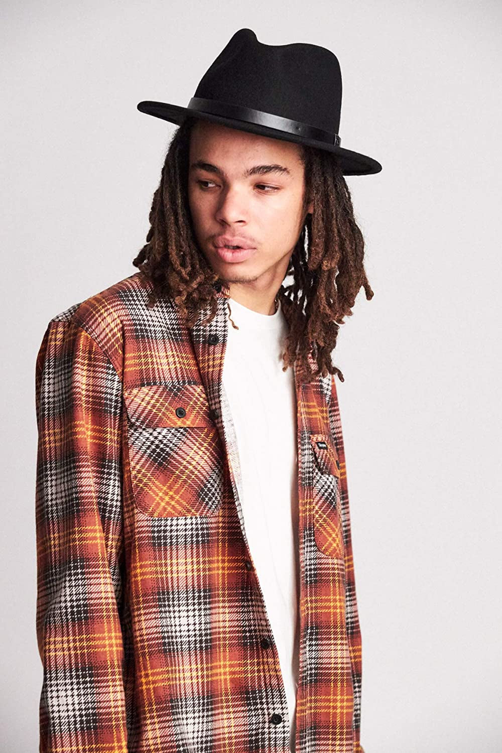 Brixton Messer Medium Brim Felt Fedora Hat Apparel & Accessories > Clothing Accessories > Hats Brixton   