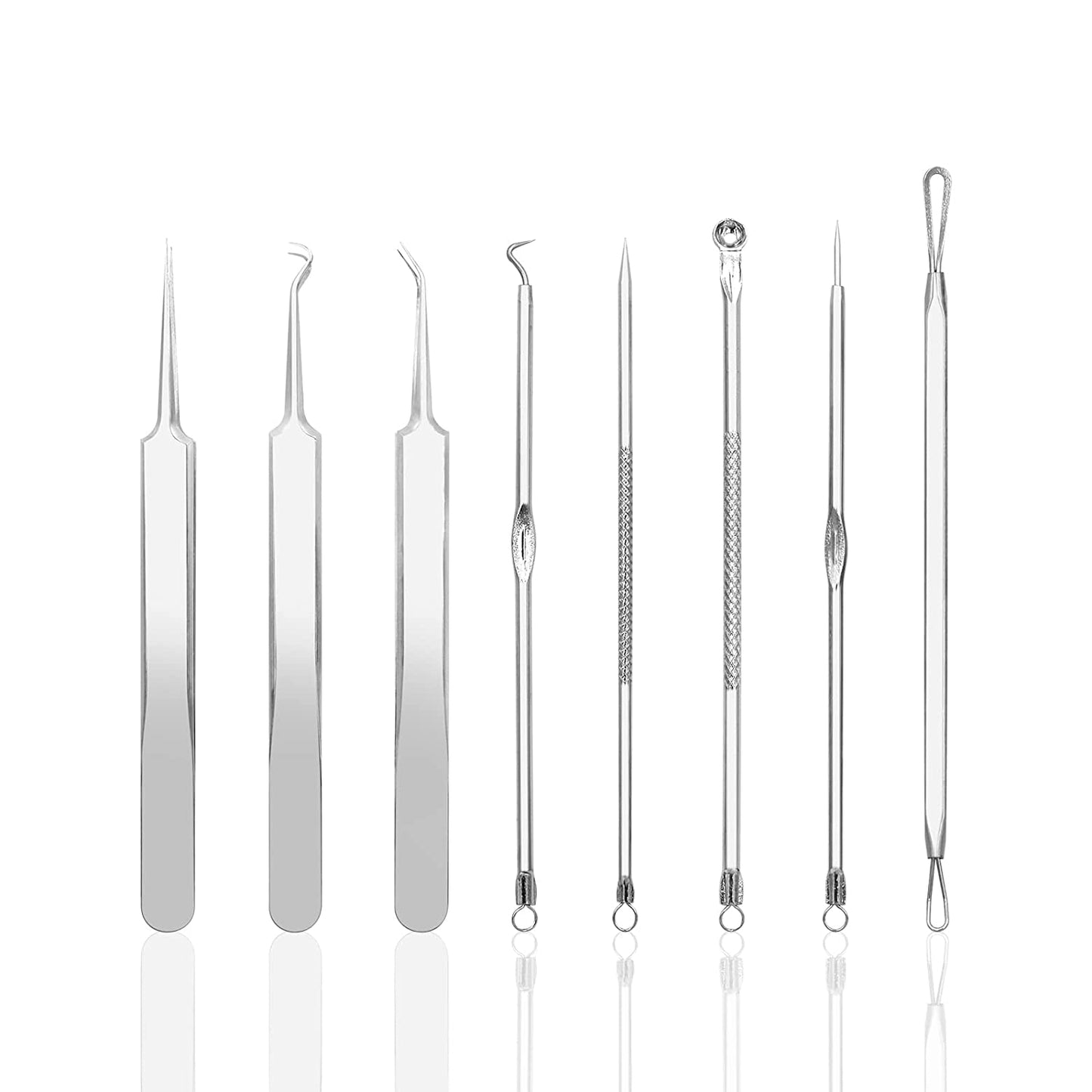 Blackhead Remover Pimple Popper Tool Kit Acne Blemish Pimple Extractor Needle Facial Comedone Clip Blackhead Tweezer for Ingrown Hair Removal 8 Pcs in Metal Case Health & Beauty > Personal Care > Cosmetics > Cosmetic Tools > Skin Care Tools Dr.Pedi   