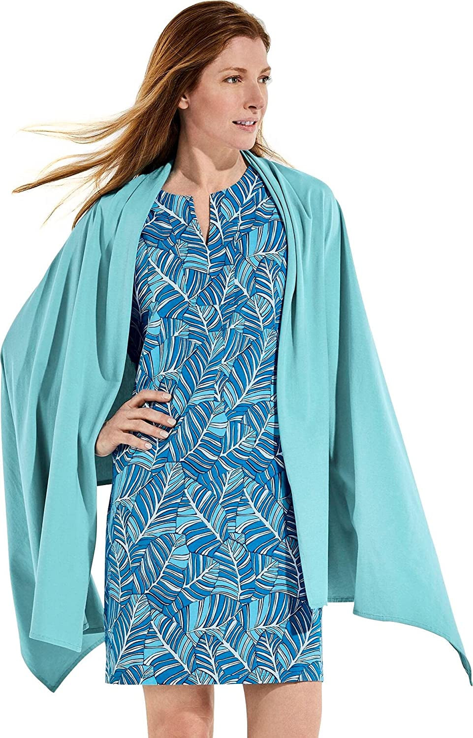 Coolibar UPF 50+ Women'S Sanibel Everyday Beach Shawl - Sun Protective Apparel & Accessories > Clothing Accessories > Scarves & Shawls Coolibar Natural Blue One Size 