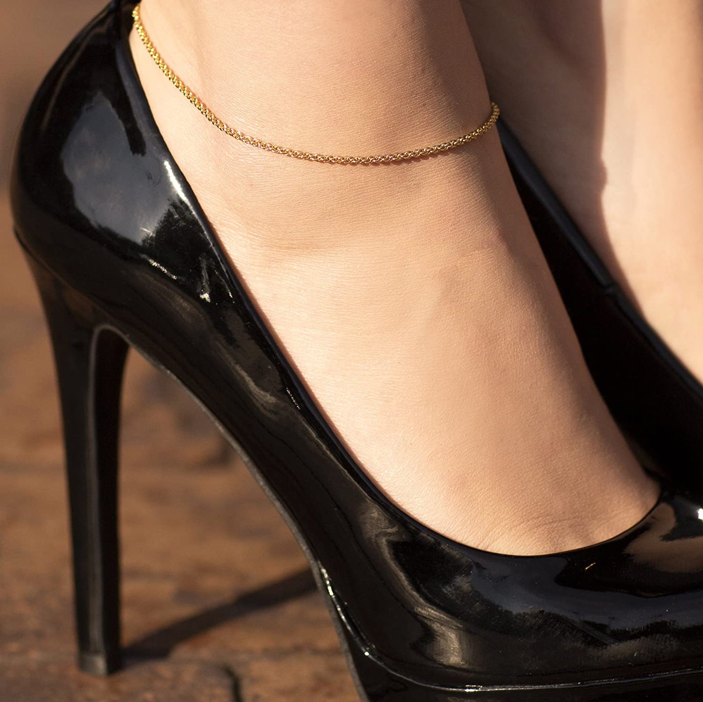 LIFETIME JEWELRY 1Mm Rope Chain Anklet for Women and Teen Girls 24K Real Gold Plated Apparel & Accessories > Jewelry > Anklets LIFETIME JEWELRY   