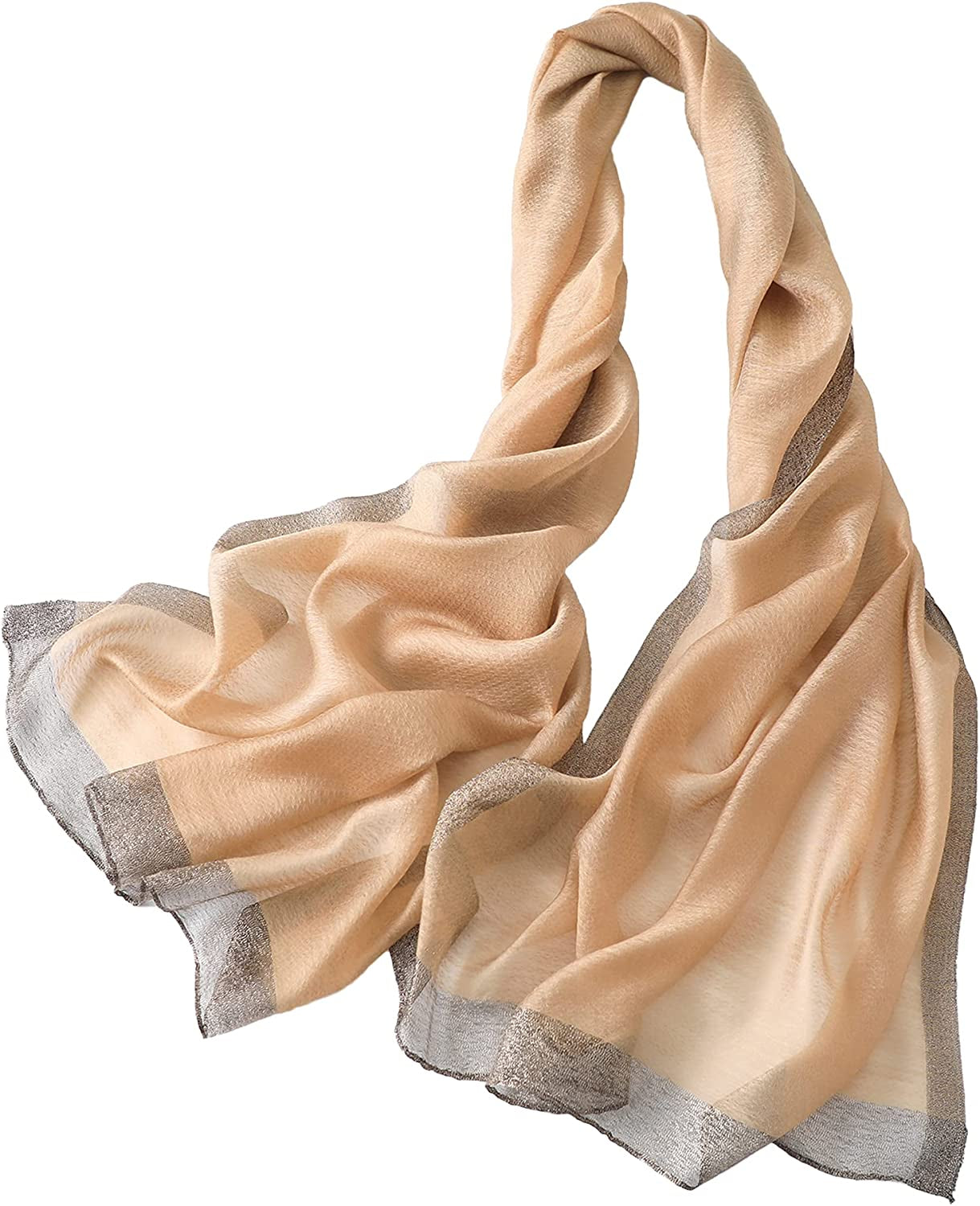 WINCESS YU Solid Color Mulberry Silk Scarf for Women Soft Blanket Shawl Beach Gauze Scarves and Wraps for for All Season Apparel & Accessories > Clothing Accessories > Scarves & Shawls WINCESS.YU Camel  