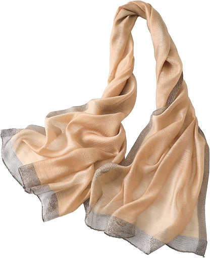 WINCESS YU Solid Color Mulberry Silk Scarf for Women Soft Blanket Shawl Beach Gauze Scarves and Wraps for for All Season Apparel & Accessories > Clothing Accessories > Scarves & Shawls WINCESS.YU Camel  