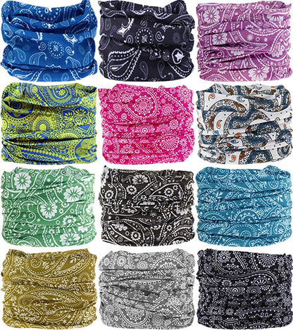 VANCROWN Neck Gaiter Headband Headwear Head Wrap Face Mask Magic Scarf Bandana for Men and Women Apparel & Accessories > Clothing Accessories > Bandanas & Headties VANCROWN 12pcs.paisley  