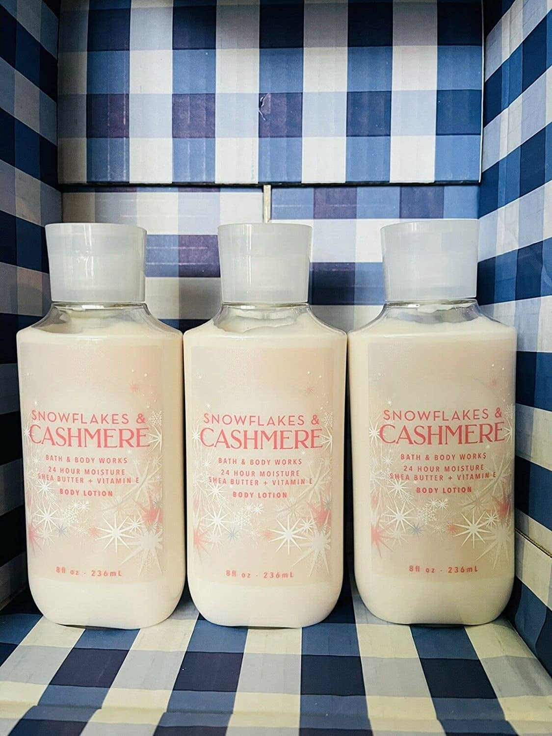 Lot of 3 Bath & Body Works Snowflakes & Cashmere Shea & Vitamin E Body Lotion 8 Fl Oz Each Health & Beauty > Personal Care > Cosmetics > Bath & Body Bath & Body Works   