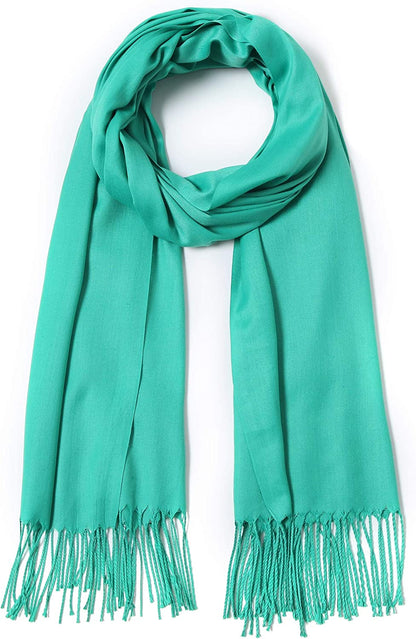 Pashmina Shawls and Wraps Large Scarfs for Women Wedding Party Bridal Long Fashion Solid Shawl Wrap with Fringes Apparel & Accessories > Clothing Accessories > Scarves & Shawls Cindy & Wendy Turquoise  