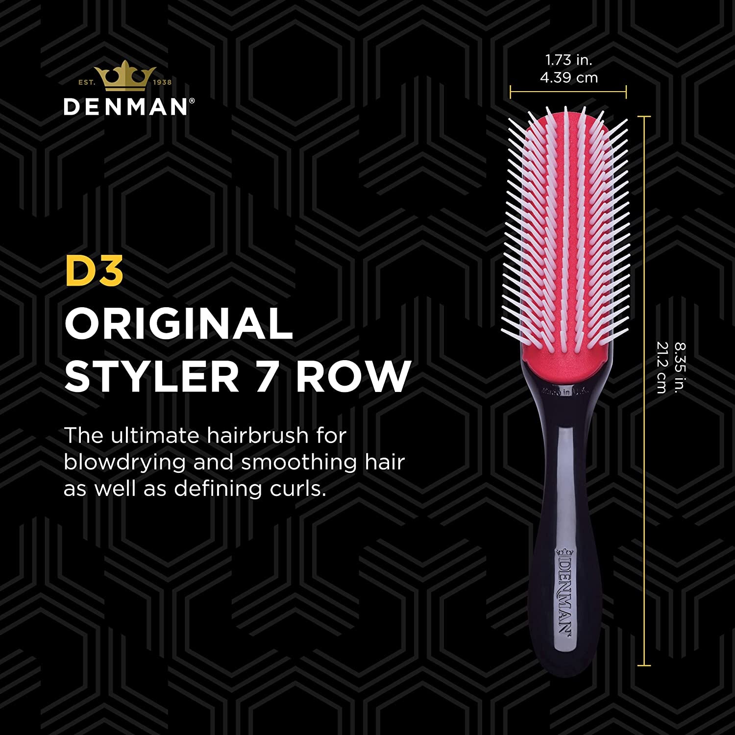 Denman Hair Brush for Curly Hair D3 (Black) 7 Row Classic Styling Brush for Detangling, Separating, Shaping and Defining Curls Health & Beauty > Personal Care > Hair Care Denman   