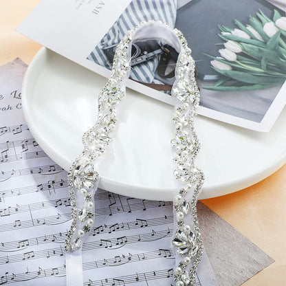 Bling Handmade Rhinestone Bridal Belt Crystal Diamond Wedding Belt Ribbon Sash Apparel & Accessories > Clothing Accessories > Belts Geyoga   