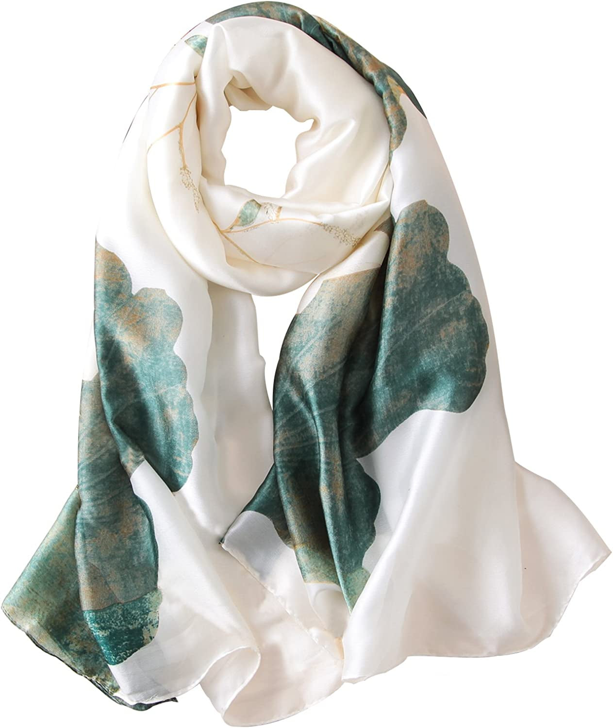 NUWEERIR Womens 100% Large Mulberry Silk Scarf Long Satin Scarf Fashion Designer Scarf Lightweight Wraps Apparel & Accessories > Clothing Accessories > Scarves & Shawls NUWEERIR Locus  