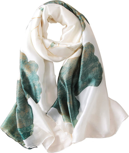 NUWEERIR Womens 100% Large Mulberry Silk Scarf Long Satin Scarf Fashion Designer Scarf Lightweight Wraps Apparel & Accessories > Clothing Accessories > Scarves & Shawls NUWEERIR Locus  