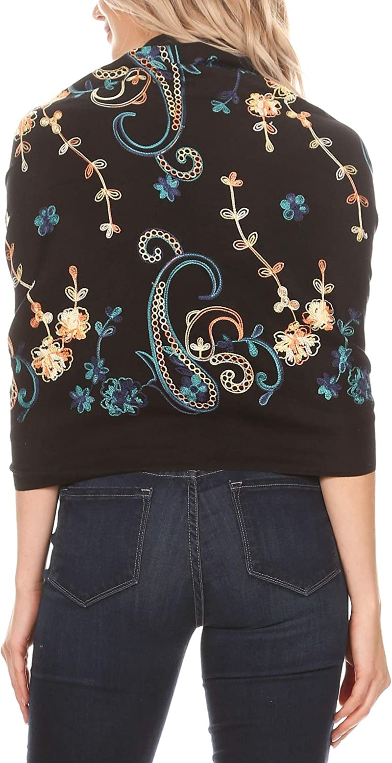 Sakkas Ginata Women'S Large Casual Super Soft Embroidery Scarf Shawl Wrap Stole Apparel & Accessories > Clothing Accessories > Scarves & Shawls Sakkas   