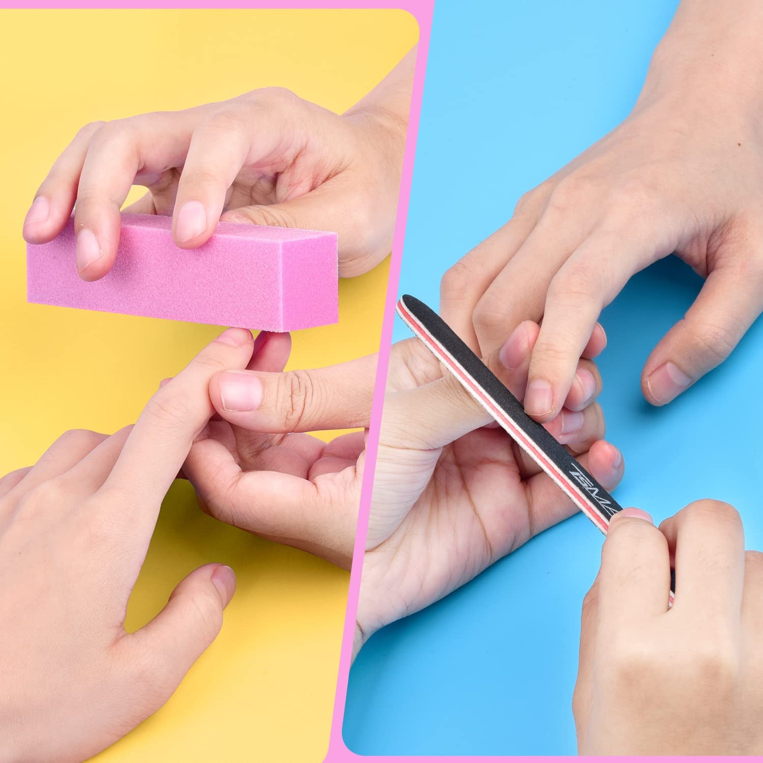 Nail Files and Buffer, Tsmaddts Professional Manicure Tools Kit Rectangular Art Care Buffer Block Tools 100/180 Grit 12Pcs/Pa(Black) Health & Beauty > Personal Care > Cosmetics > Cosmetic Tools > Nail Tools TsMADDTs   