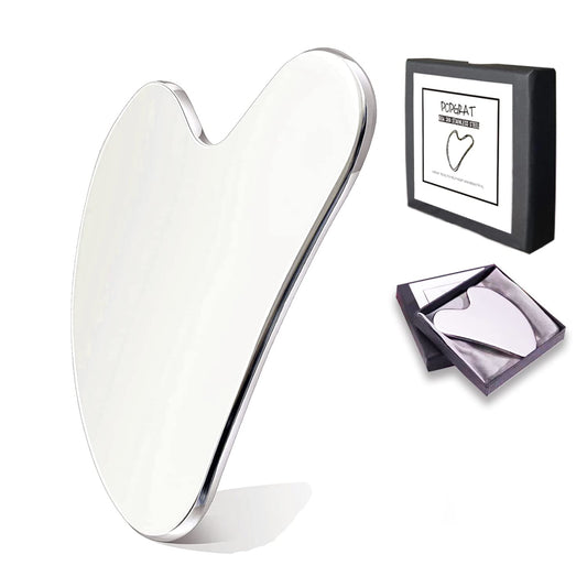 POPGRAT Stainless Steel Gua Sha Tools for Face, Metal Guasha Board Facial Tool Lymphatic Drainage Skin Care Massager for Body Eyes Neck with Gift Box Health & Beauty > Personal Care > Cosmetics > Cosmetic Tools > Skin Care Tools POPGRAT A Silver  