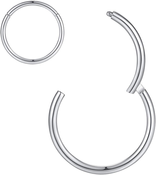 ORANGELOVE Hypoallergenic Nose Rings 20G 18G 16G 14G 12G 10G 8G 316L Surgical Steel Septum Jewelry Hinged Segment Ring Body Piercing Nose Hoop Lip Rings Nose Helix Cartilage Rook Earrings Apparel & Accessories > Jewelry > Rings ORANGELOVE 2pcs 18g 6mm Silver  