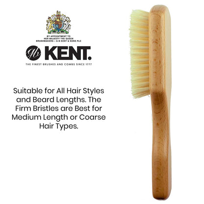 Kent OG4 Rectangular Club Beech Wood Pure White Bristle Gentleman'S Hair Brush - Medium / Thickness Hair Health & Beauty > Personal Care > Hair Care KENT   