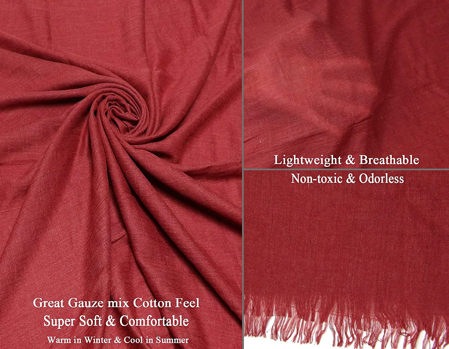 Women Summer Scarfs Lightweight Large Long Gauze Shawl Linen Beach Wrap Plain 75”×43” Apparel & Accessories > Clothing Accessories > Scarves & Shawls Gragengs   