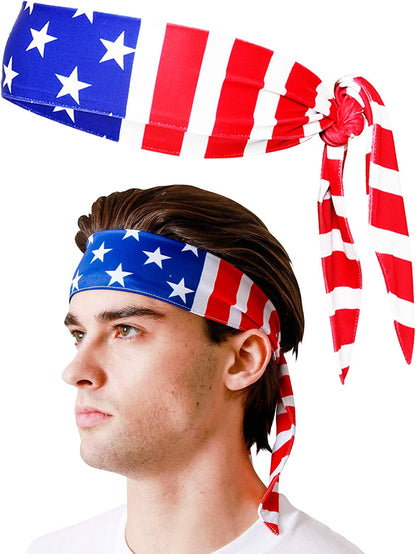 USA Patriots American Flag Sports Bandana for Men & Women: Sweat-Wicking Headband for Exercise, Running, Tennis, Football, Volleyball, Athletics Apparel & Accessories > Clothing Accessories > Bandanas & Headties Monkey Movement American Flag Tie  