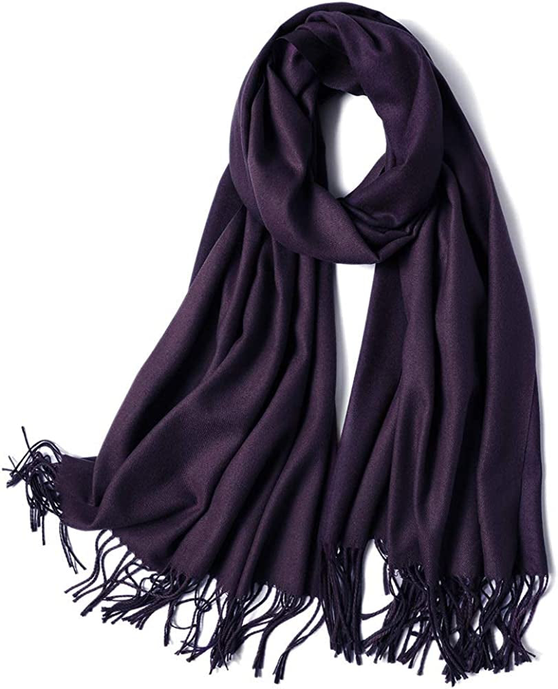 SOJOS Women Large Soft Cashmere Feel Pashmina Shawls and Wraps Winter Scarf for Evening Dresses SC304 Apparel & Accessories > Clothing Accessories > Scarves & Shawls SOJOS C14 eggplant  